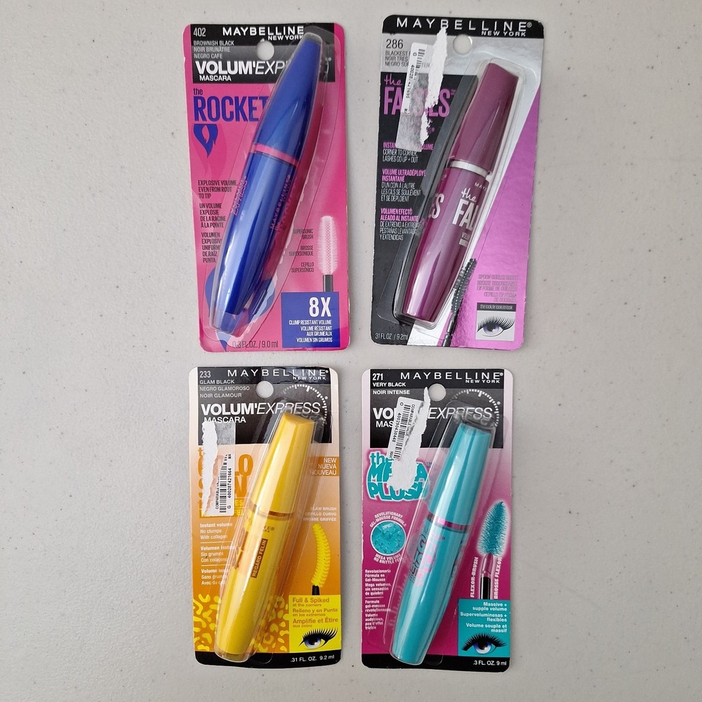 SEALED Lot Of 4 Maybelline Mascara Lot, Rocket, Falsies, Colossal, Mega Plush